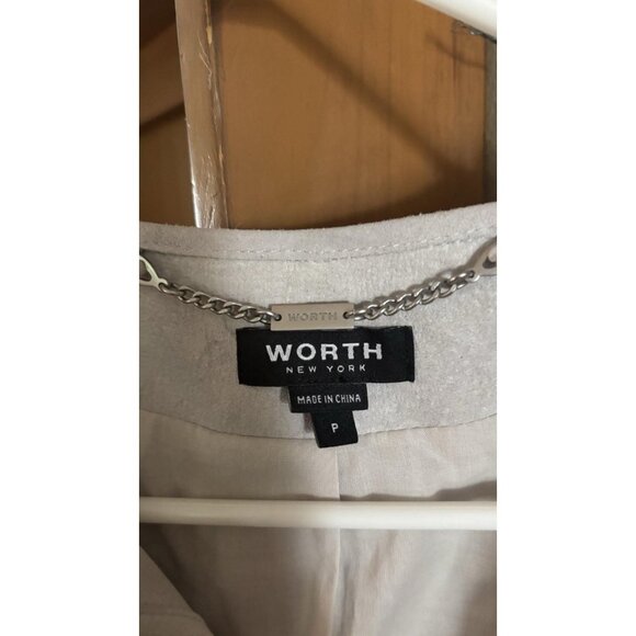 NWT Worth New York 100% Genuine Suede Leather Ruffle Flowers Gray jacket coat - Picture 5 of 9